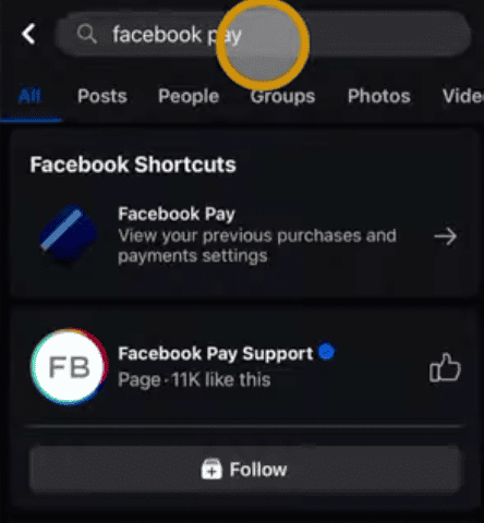 Select Facebook Pay