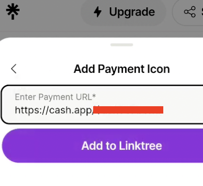 Enter your Cash App URL