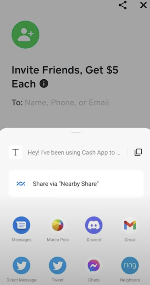 Sharing the Referral Code