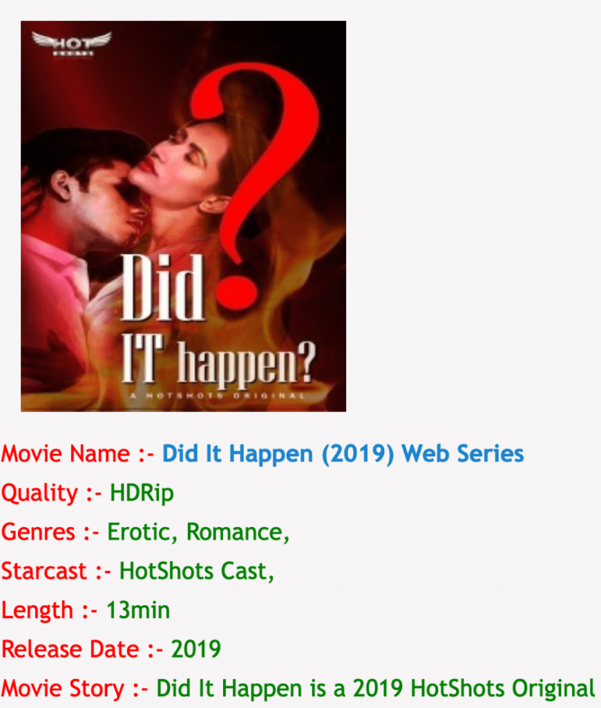 Did It Happen (2019) Web Series