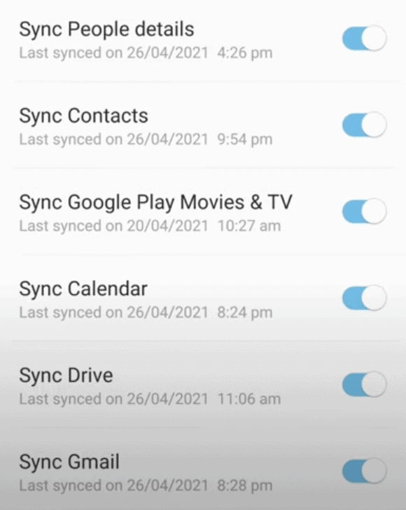 Ensure Sync Option is Turned On