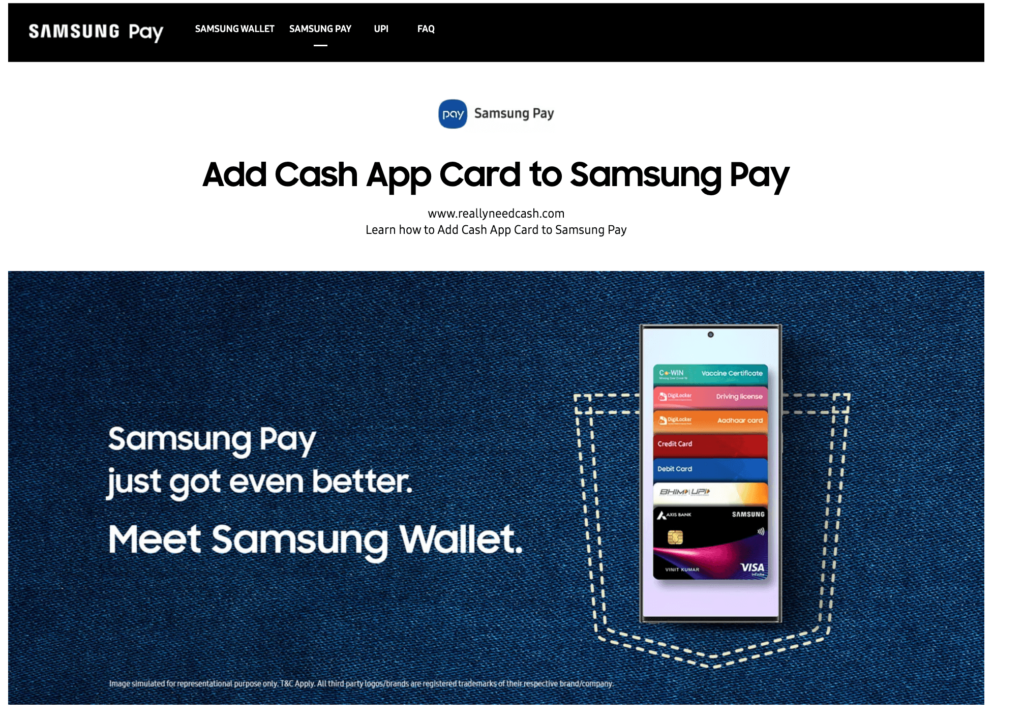 how to add cash app card to samsung pay