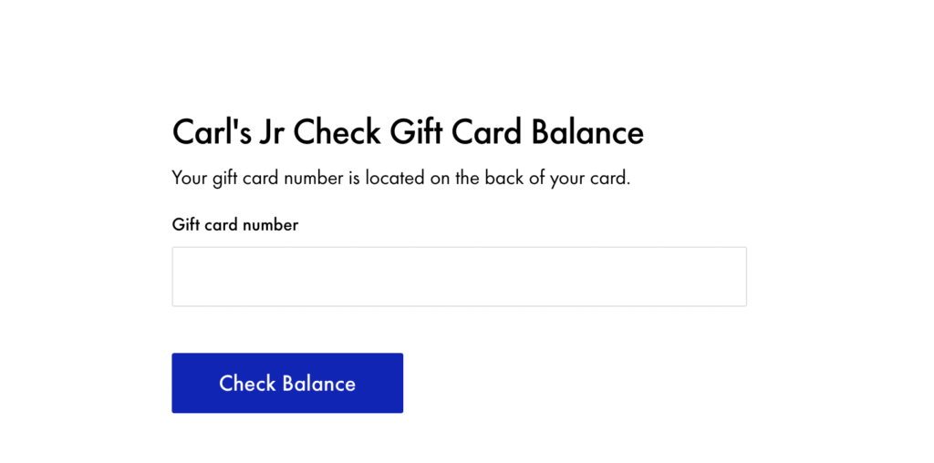 Carl's Jr Gift Card Balance check